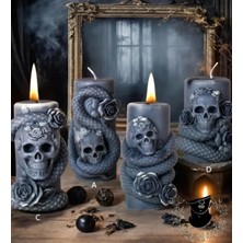 Yaratıcı Sanatlar Atölyesi Kuru Kafa Gothic Hallowen Temalı Doğal Soya Silindir Mum