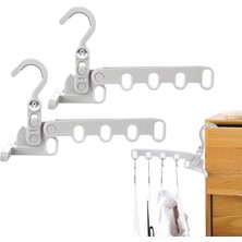 Microcase Sert Abs Plastik Katlanabilir 5 Kancalı Takı Eşya Çanta Şapka Kıyafet Askısı 2 Adet - AL4992 Gri