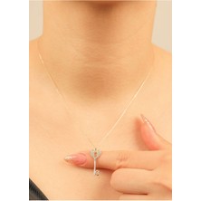 2 gr (Gram)  Anahtar  Taşlı  Kolye 45 cm 14 Ayar Altın