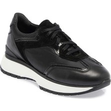Tergan  Siyah Deri-Tekstil Kadın Sneaker - K24I1AY67492-A23