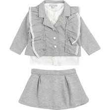 Babydola Pileli Etekli Hırkalı 3lü Kız Bebek Çocuk Takım