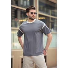 Madmext Füme Bisiklet Yaka Regular Fit Erkek T-Shirt E7126