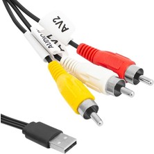 kzy mobilyal Magicvoice MV-6596 Siyah 1.2 Metre USB - 3 RCA AV Görüntü ve Ses Dönüştürücü Kablo