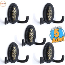 Badem10 Seçil Askı Siyah 5 Adet Dolap Askılık Askılığı Duvar Vestiyer Banyo Mutfak Elbise Kıyafet Askısı