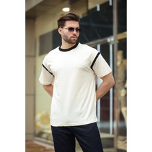 Madmext Ekru Bisiklet Yaka Regular Fit Erkek T-Shirt E7126