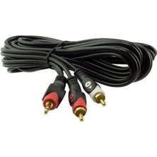 kzy mobilyal Powermaster PM-648 Gold Uç 2 Rca Erkek + 3.5 Mm Stereo Erkek Siyah 3 Metre Kablo