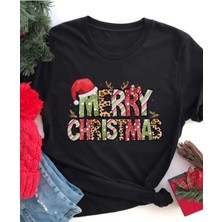 Kadın / Erkek Yılbaşı Temalı Kırmızı Beyaz T-Shirt Happy New Years Baskılı Yeni Yıl Oversize Salaş