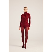 Yüksek Bel Fermuarlı Mini Bailey Şort Bordo