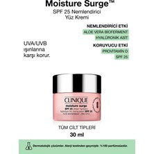 Clinique Moisture Surge™ SPF 25 Nemlendirici Yüz Kremi - 30ml | Aloe Vera BioFerment, Hyalüronik Asit