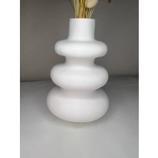 Love Candle Dekor Bohem Büyük Boy Vazo, Beyaz Vazo, Dekoratif Vazo, Simit Vazo