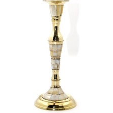 Near Shop Tekli Pirinç Sedefli Şamdan Model 1