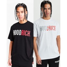 Unisex Oversize Siyah Beyaz Ikili Hoodrich Tshirt