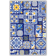 The Reef Design Patchwork Seramik Desenli Dokuma Tabanlı Dijital Baskılı Çini Desenli Oturma Odası Halısı