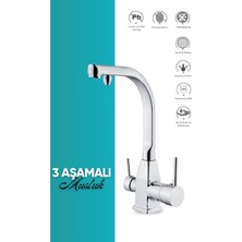 Water Maybach Su Arıtma Çıkışlı 3 Yollu Mutfak Musluk Bataryası