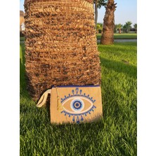 Jüt Göz Clutch Islak Bikini Mayo ve Krem Plaj Çantası