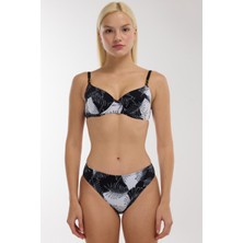 Ayyıldız 40218 Siyah Yaprak Desenli Toparlayıcı Bikini Takımı