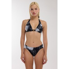 Ayyıldız 40699 Siyah Yaprak Desenli Bikini Takımı