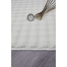 Bubble Yuvarlak Krem Uzun Tüylü Yumuşak Peluş Kaymaz Yıkanabilir Salon Oturma Odası Balkon Halı