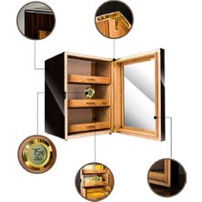 Lubinski Camlı 3 Çekmeceli Humidor Puro Kutusu Maun 100s