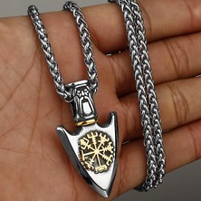 No.18 Boyutu Hnl Paslanmaz Çelik Kolye Mızrak Ucu Viking Rune Zincir Kolye Erkekler Için Erkek Boyun Takı Aksesuarları Hediye (Yurt Dışından)