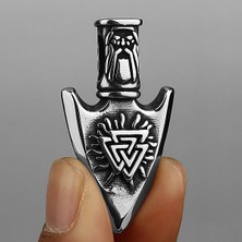 No.18 Boyutu Hnl Paslanmaz Çelik Kolye Mızrak Ucu Viking Rune Zincir Kolye Erkekler Için Erkek Boyun Takı Aksesuarları Hediye (Yurt Dışından)