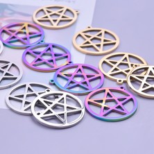 S798-R 9 Adetlot Paslanmaz Çelik Büyücülük Yıldız Pentagram Charms Pentagramı Kolye Takı Yapımı Için Kolye Küpe Toplu (Yurt Dışından)