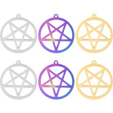 S798-R 9 Adetlot Paslanmaz Çelik Büyücülük Yıldız Pentagram Charms Pentagramı Kolye Takı Yapımı Için Kolye Küpe Toplu (Yurt Dışından)