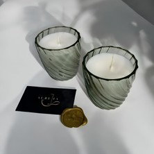 Aurelia Candle - Tekli Su Yeşili Spiral Desenli Cam Bardaklı Kokulu Mum