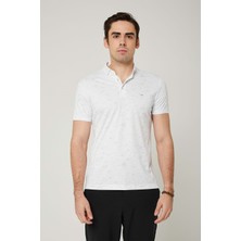 Coonless Erkek Desenli Yakalı Beyaz Tshirt
