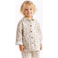 Cigit Çizgi Desenli Gabardin Ceket 2-7 Yaş Ekru Çizgili