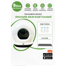 Yeni Nesil Akıllı Otomatik Kedi Tuvaleti, App ile Kontrol, 75LT Iç Hazne, 7lt Çöp Haznesi , Siyah
