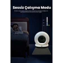 Yeni Nesil Akıllı Otomatik Kedi Tuvaleti, App ile Kontrol, 75LT Iç Hazne, 7lt Çöp Haznesi , Siyah