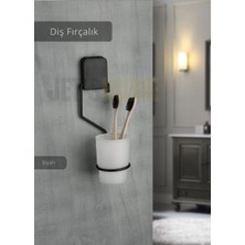 Yapışkan Diş Fırçalık Paslanmaz Lüks Diş Fırça Tutacağı Çelik Siyah