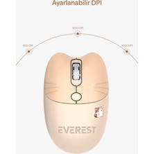 Everest KM-6283 Catty Renkli Tuşlu Bej 2.4 Ghz + Bt Kablosuz Q Multimedia Klavye + Mouse + Pad Set