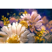 Aden Dekoratif Yağlıboya Tarzında Buket Çiçekler,ilüstrasyon Kanvas Tablo