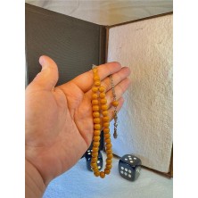 Anemore Collection Çubuk Kehribar Tesbih Sarı Renkli Bilek Boy Küre Kesim T-72