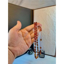 Anemore Collection Ateş Kehribar Tesbih Bal Rengi Beyzi Kesim T-86