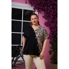 Rmg Büyük Beden Asimetrik Zebra Bluz