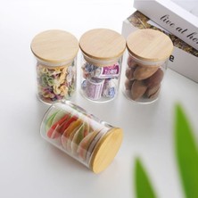 Bambu Vakum Kapaklı Cam Baharatlık