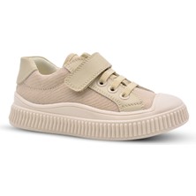 Kids A More Brooklyn Deri Detaylı Kız ve Erkek Çocuk Bej Rengi Anatomik Keten Ayakkabı