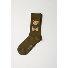 Katia & Bony Unisex Teddy Desenli Soket Çorap Haki