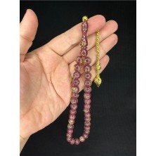 Anemore Collection ALTIN VARAKLI UÇAK CAMI TESBİH KÜRE KESİM 10MM EFLATUN RENKLİ T-683