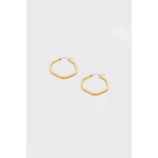 Glare Jewellery Altıgen Model Altın Kaplama Küpe