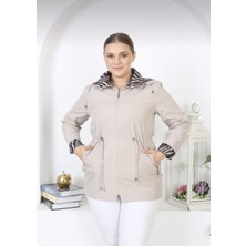 Bernisa Kadın Büyük Beden Astarlı Kapüşonlu Mevsimlik Trençkot