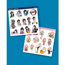 Demon Slayer-Mitsuri Kanroji-Obanai Iguro-Parlak Kağıt -2li Sticker Set- Başarı Etiket Süsleme