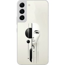 Dali Design Samsung Galaxy S22+ Uyumlu Şeffaf Kılıf Estetik Yüz 2 Tasarımlı