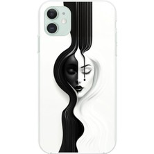 Dali Design iPhone 11 Uyumlu Şeffaf Kılıf Estetik Yüz 3 Tasarımlı