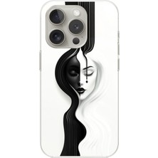 Dali Design iPhone 15 Pro Uyumlu Şeffaf Kılıf Estetik Yüz 3 Tasarımlı
