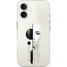 Dali Design iPhone 16 Uyumlu Şeffaf Kılıf Estetik Yüz 2 Tasarımlı