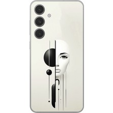 Dali Design Samsung Galaxy S24 Uyumlu Şeffaf Kılıf Estetik Yüz 2 Tasarımlı